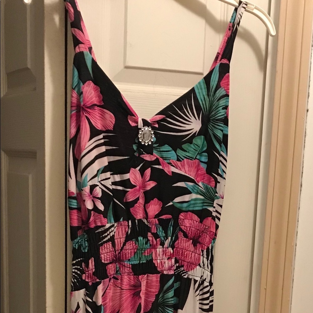 Tropical floral maxi dress